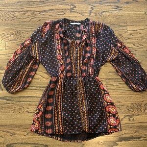 Zara Black and Red Patterned Dress